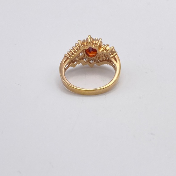Vintage Garnet and CZ Cocktail Ring; Size 8 - Picture 3 of 5